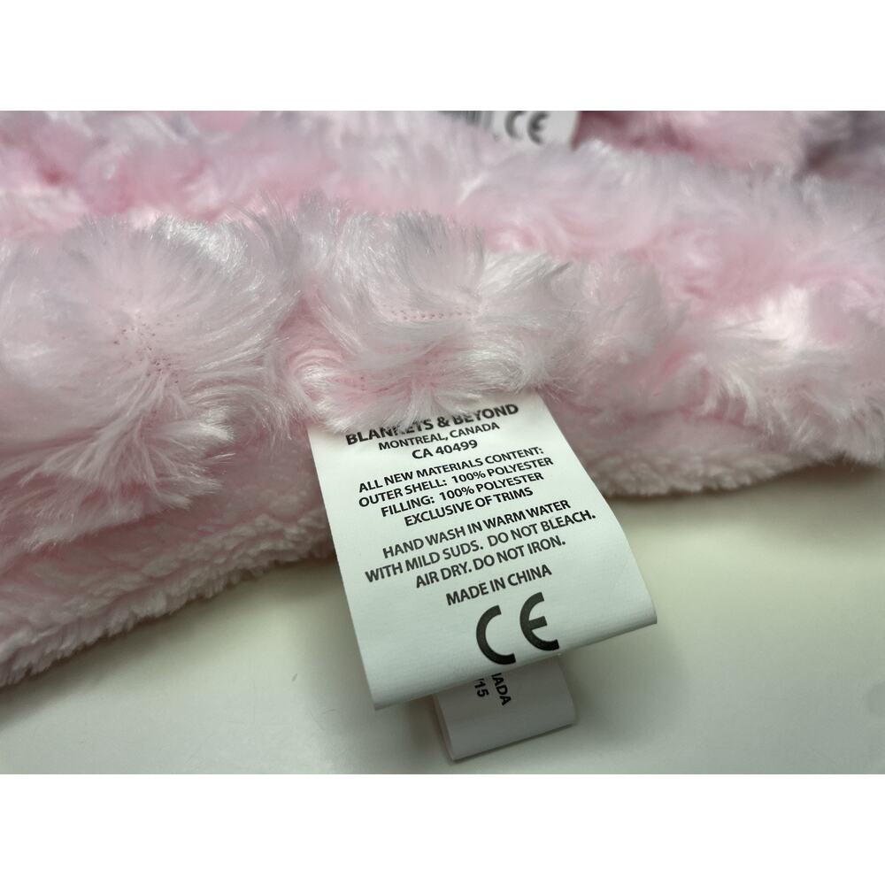 Blankets & Beyond Pink Bunny Lovey Nunu Rosette Swirl Plush Baby Blanket NWT - Picture 7 of 9